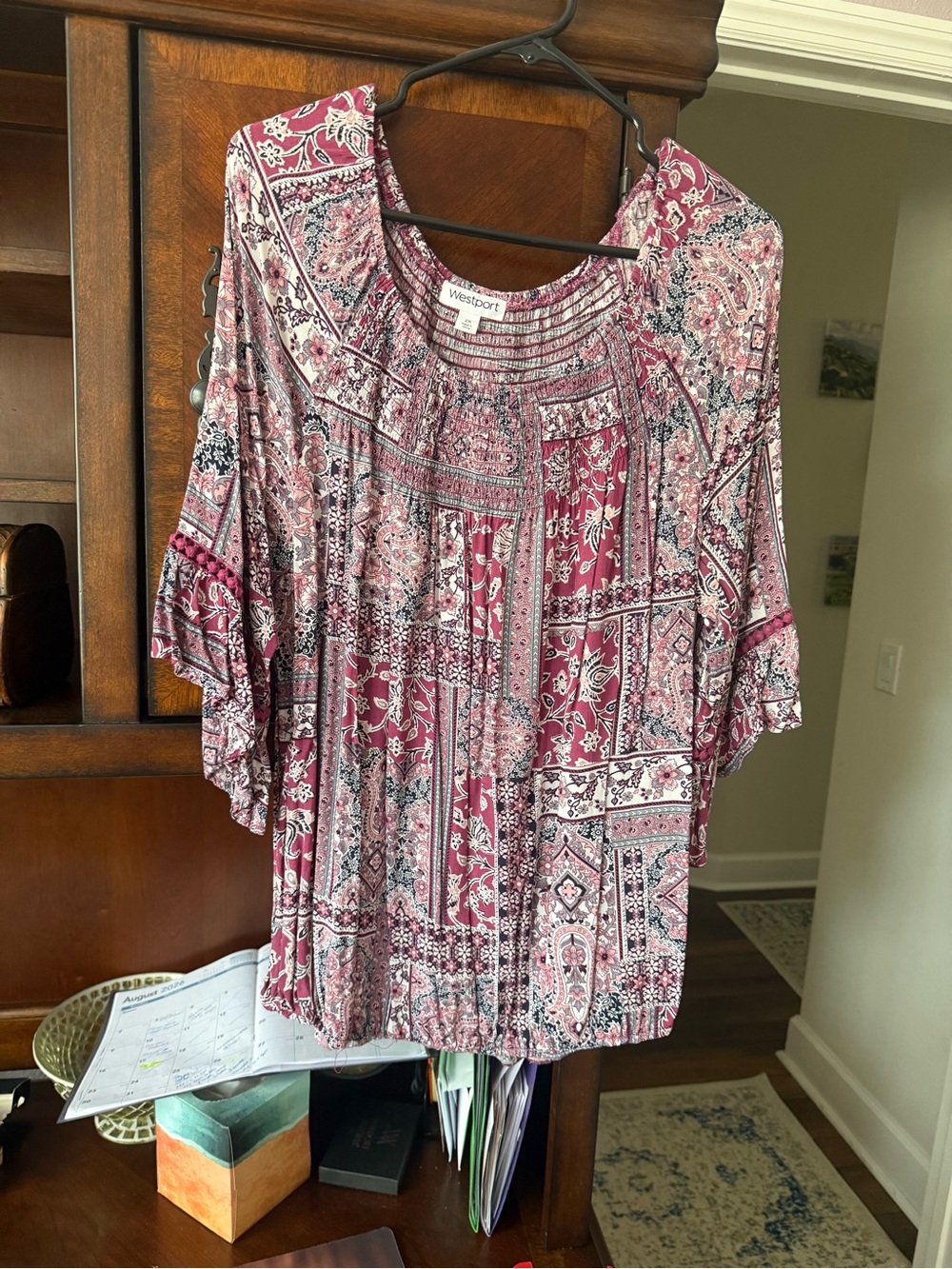 Westport Mauve Pink Paisley Boho Blouse